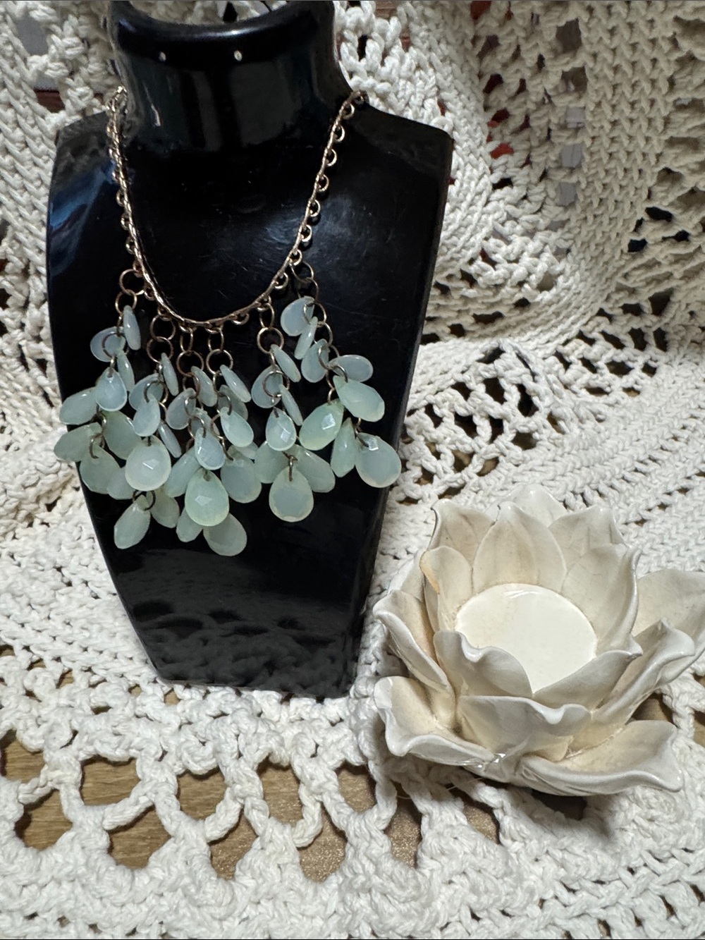 Elegant Mint Drop Cluster Necklace - Women Jewelry